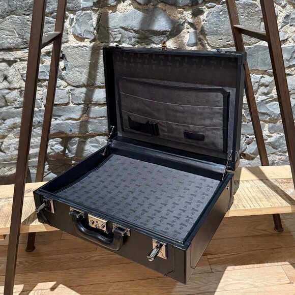 Gucci Black Leather Guccissima GG Embossed Trunk Suitcase - Picture 12 of 16